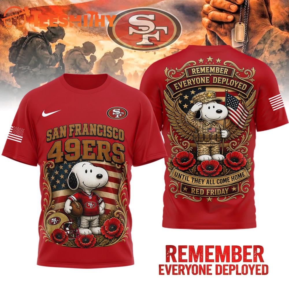 San Francisco 49ers NFL Snoopy Remember Everyone Deployed 3D Shirt