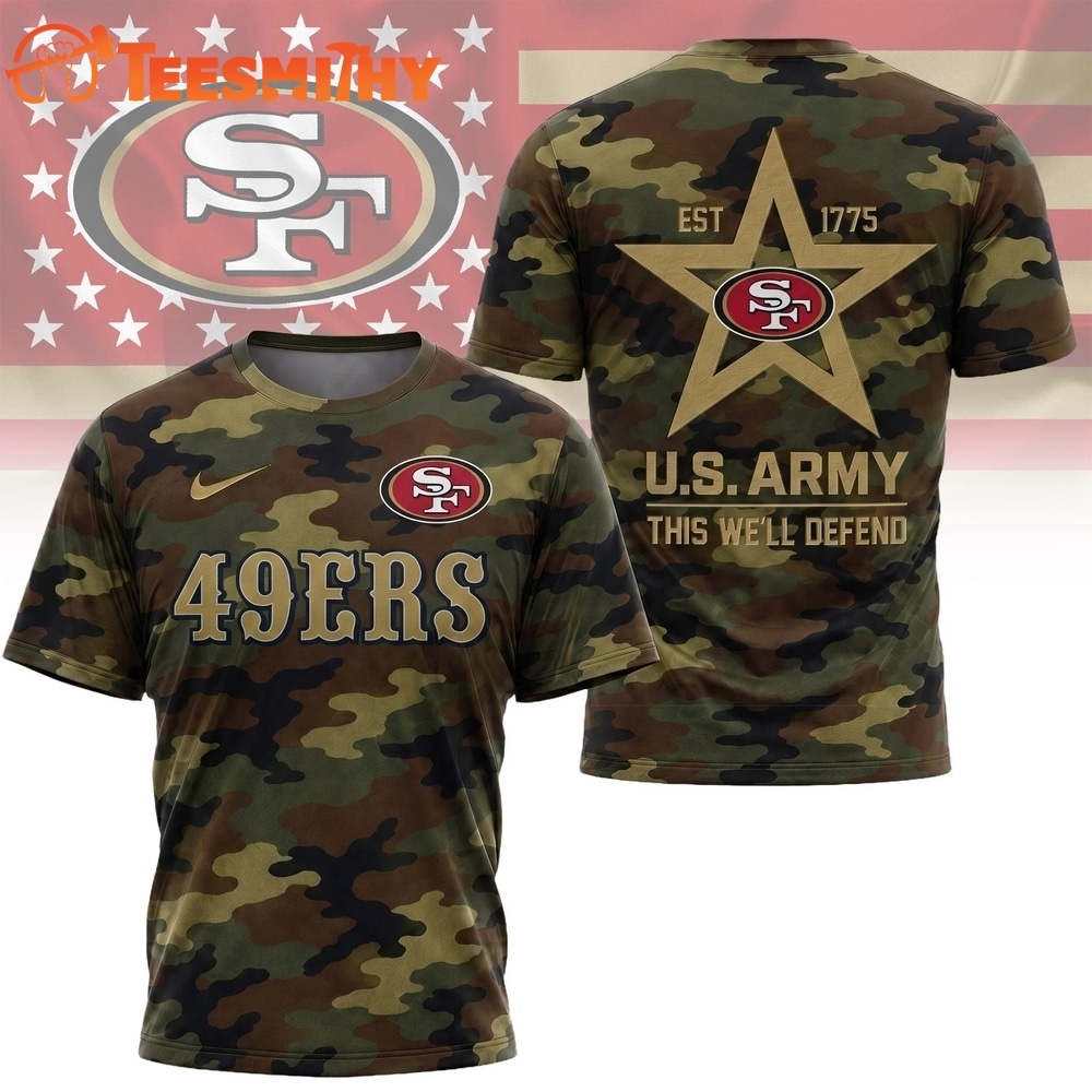 San Francisco 49ers NFL Veterans US Army Camo New Design 3D Shirt