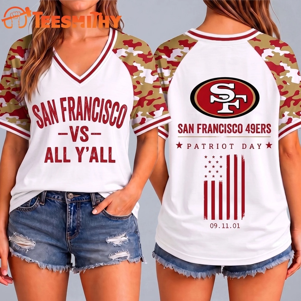 San Francisco 49ers NFL vs All Y' All United We Stand V Neck T Shirt