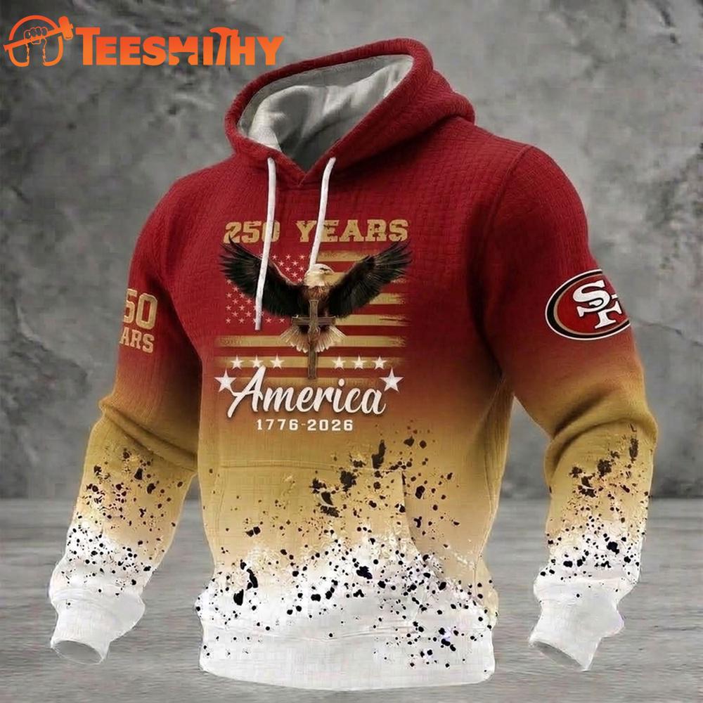 San Francisco 49ers US 250th Anniversary Waffle Texture Strike Hoodie Shirt