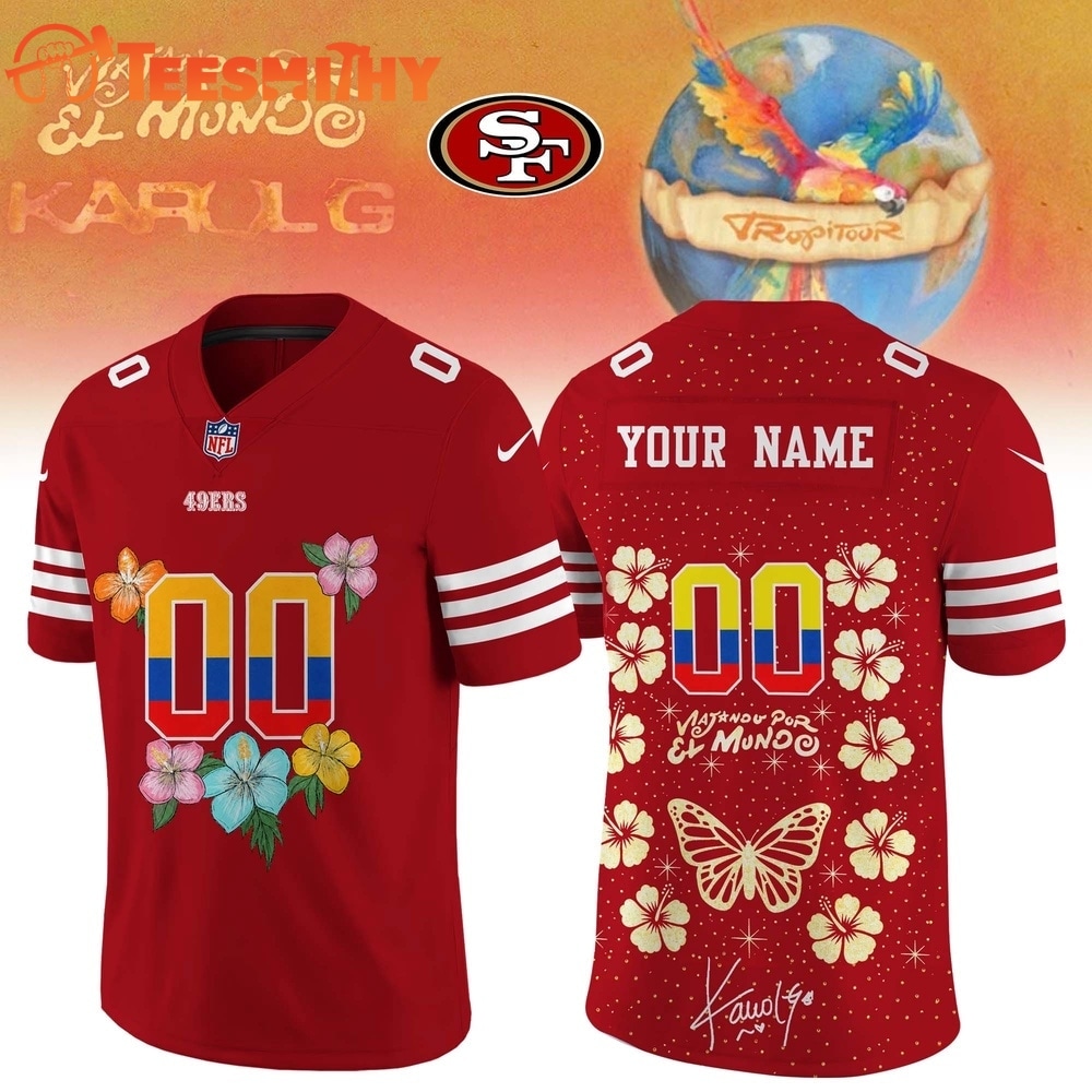 San Francisco 49ers x Karol G VIAJANDO POR EL MUNDO TROPITOUR Signature Football Jersey