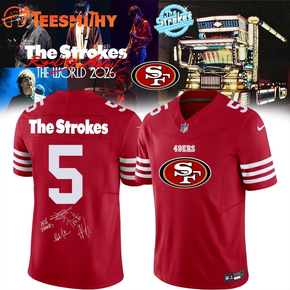 San Francisco 49ers x The Strokes Reality Awaits World Tour 2026 Limited Edition Signature Football Jersey