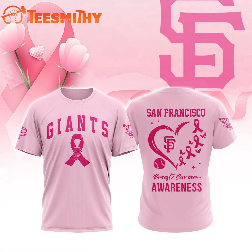 San Francisco Giants 2025 MLB Pink Breast Cancer Awareness Design 3D Shirt