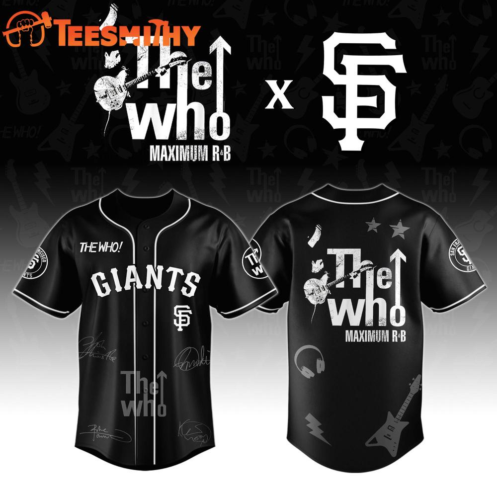 San Francisco Giants The Who The Song Is Over North American Farewell Tour Baseball Jersey San Francisco Giants The Who The Song Is Over North American Farewell Tour Baseball Jersey