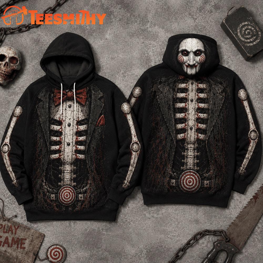 Saw Billy The Puppet Skeleton Graphic Halloween 2026 Hoodie