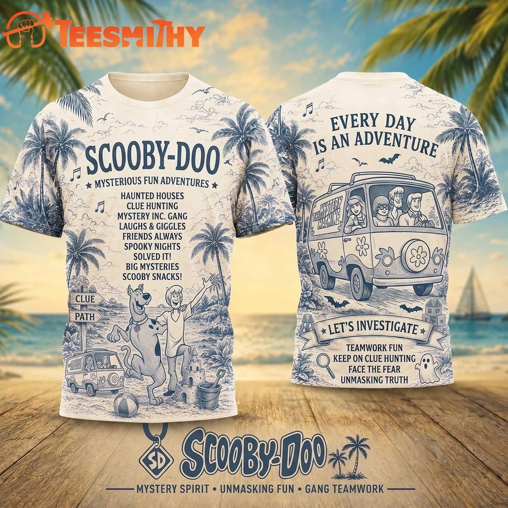 Scooby Doo Tropical Palm Mystery Van 2026 Vintage 3D Shirt