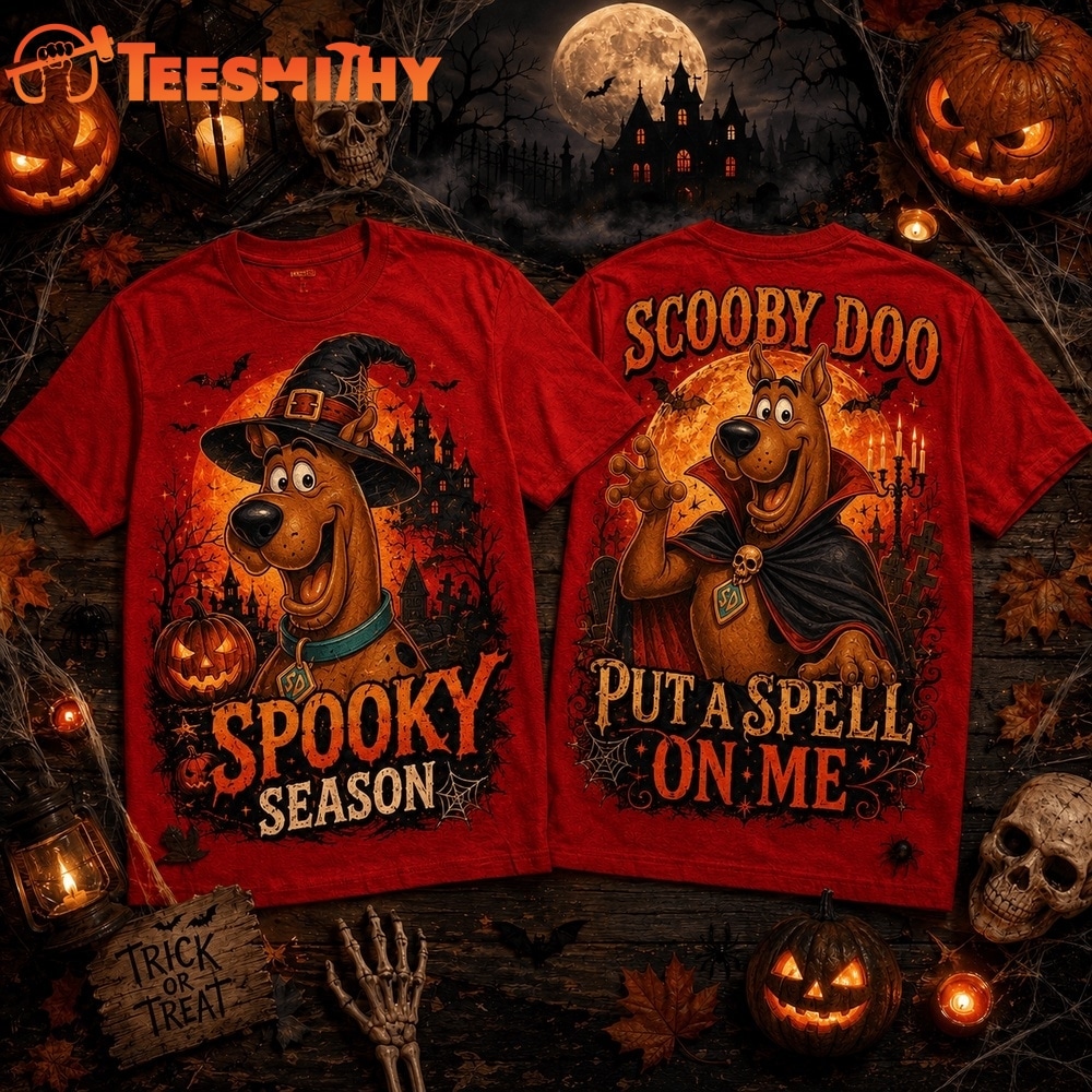 Scooby Doo Witch Hat Orange Moon Halloween Fans Who Love Classic Spooky 3D Shirt