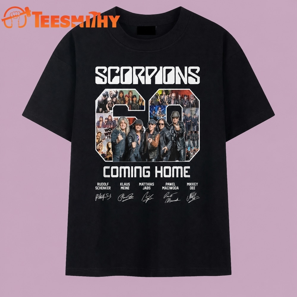 Scorpions 60th Anniversary Coming Home Signatures Vintage Band T Shirt