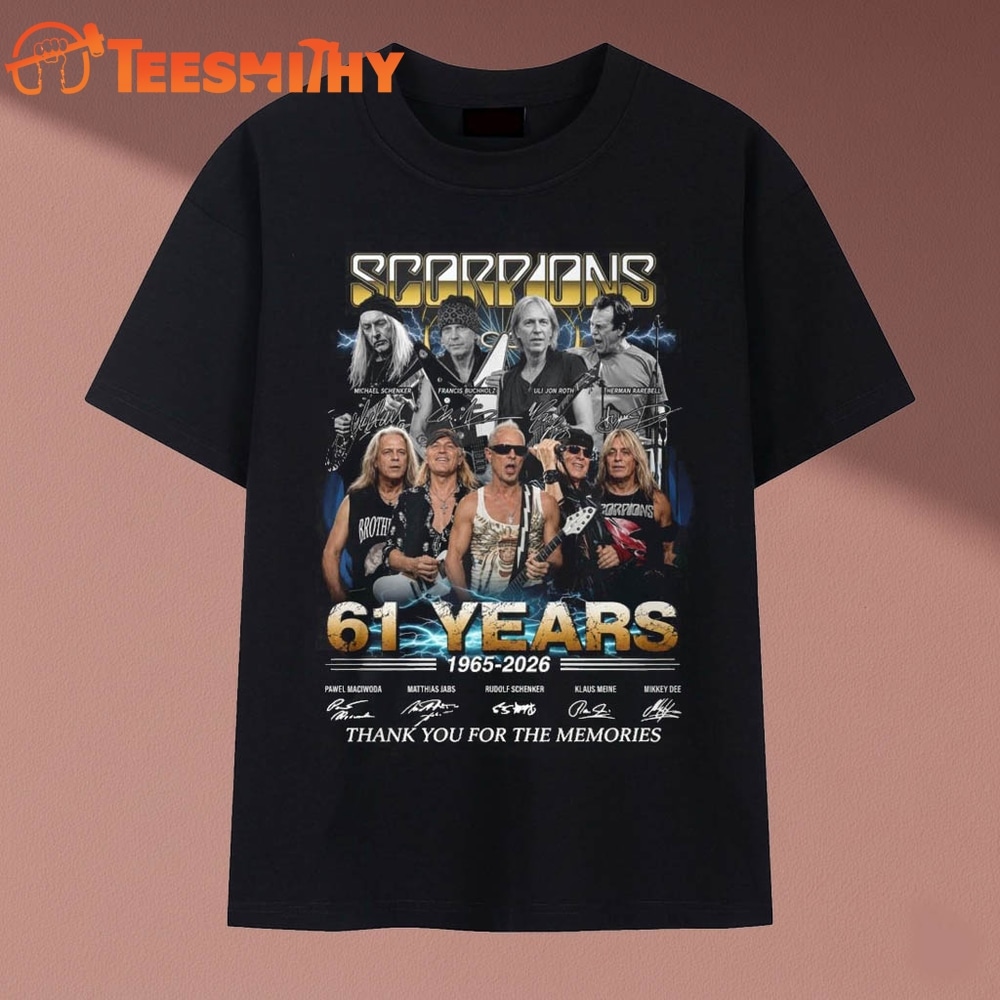 Scorpions Band 61 Years 1965 2026 Signatures Rock Vintage T Shirt