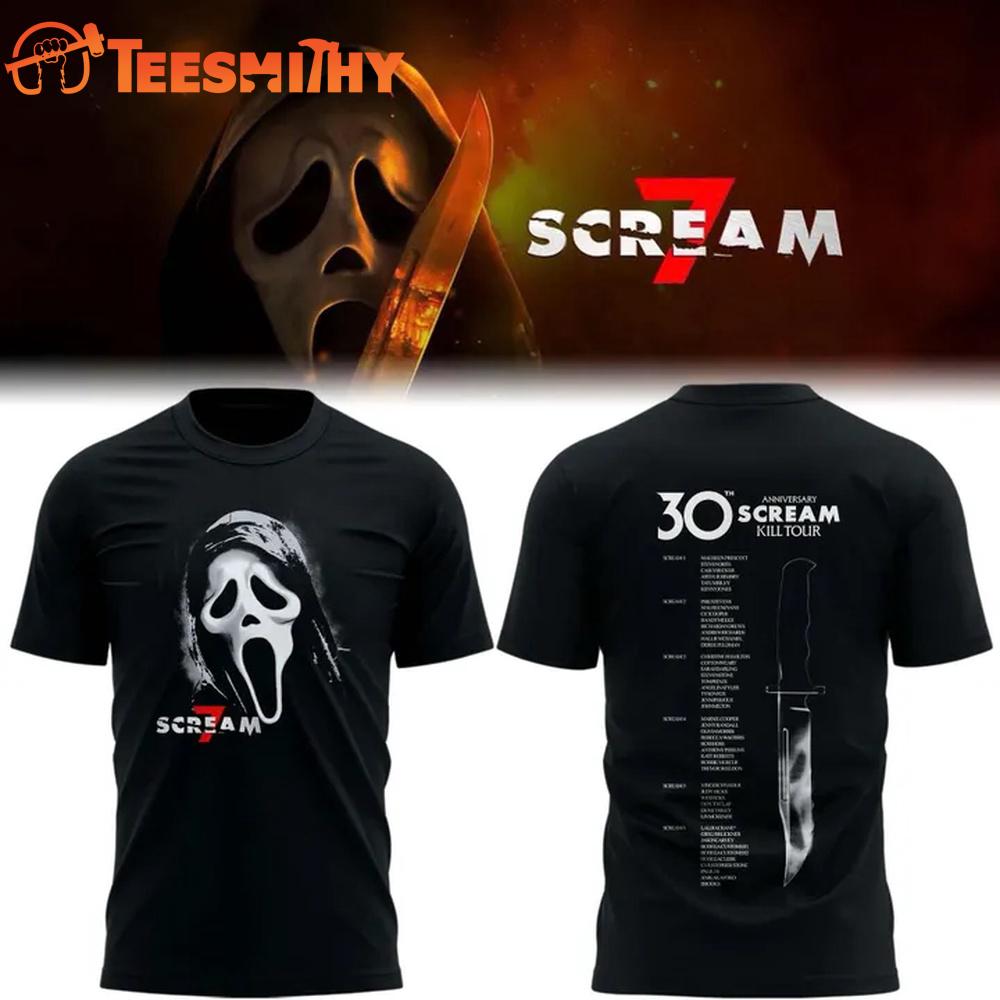 Scream 7 30th Anniversary of Scream Kill Tour 2026 Black T Shirt