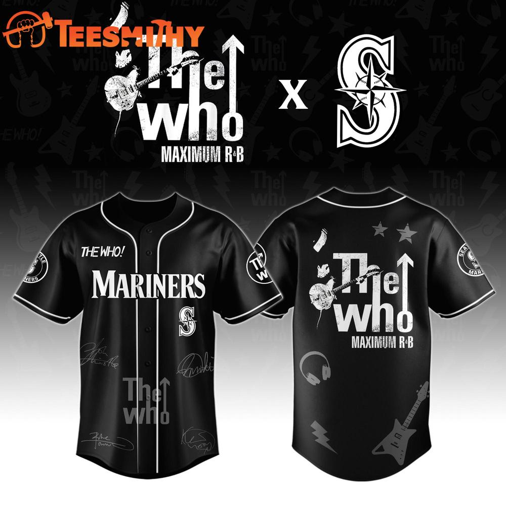 Seattle Mariners The Who The Song Is Over North American Farewell Tour Baseball Jersey Seattle Mariners The Who The Song Is Over North American Farewell Tour Baseball Jersey