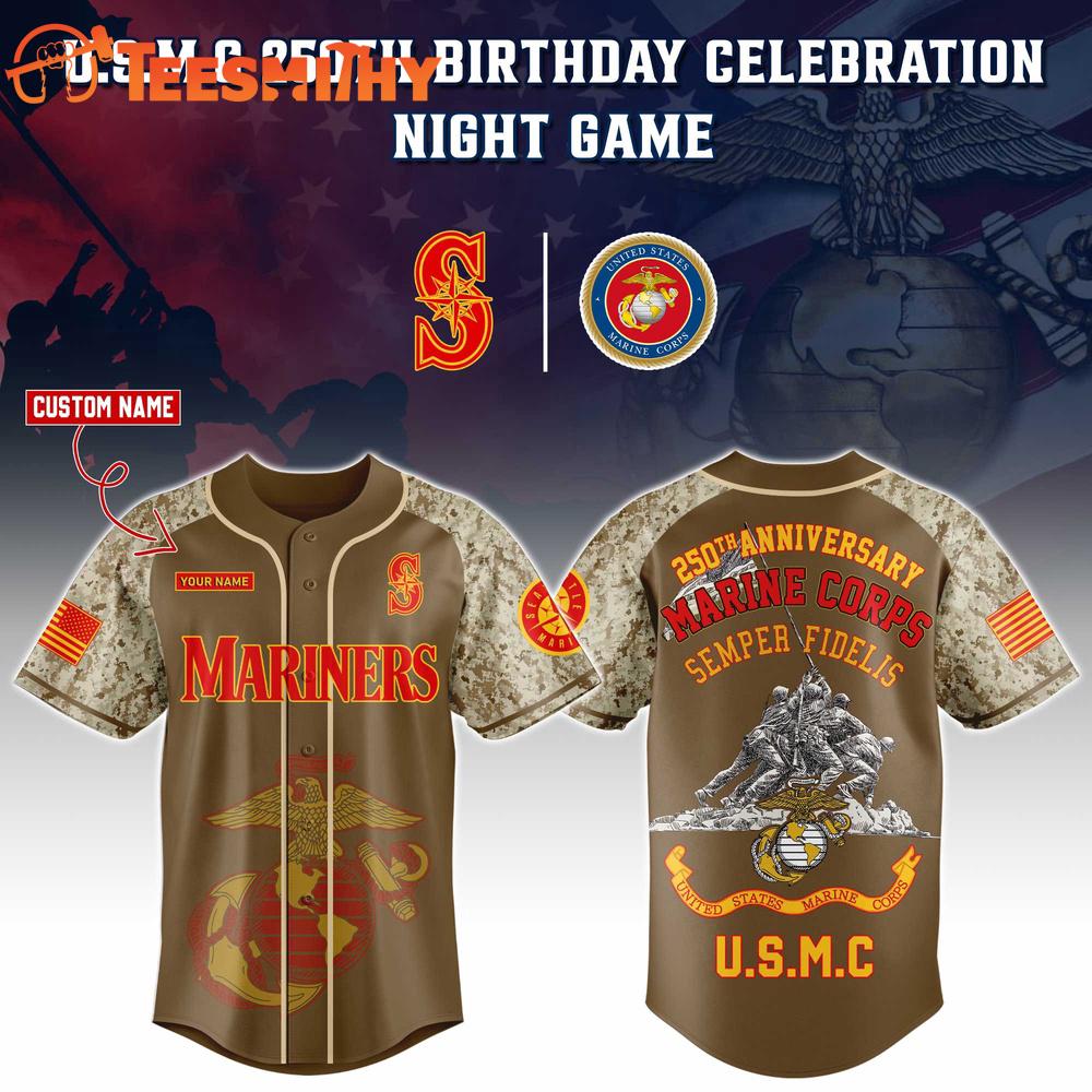 Seattle Mariners x U.S.M.C 250th Birthday Celebration Night Limited Edition Custom Baseball Jersey