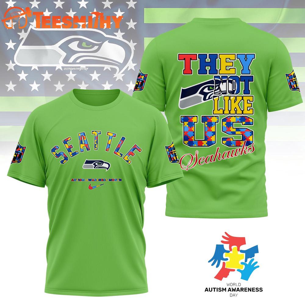 Seattle Seahawks 2026 NFL Autism Awareness Month Special New 3D Shirt