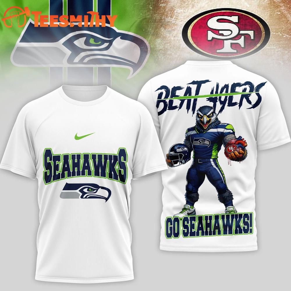 Seattle Seahawks 2026 NFL Beat 49ers Limited Edition White 3D Shirt