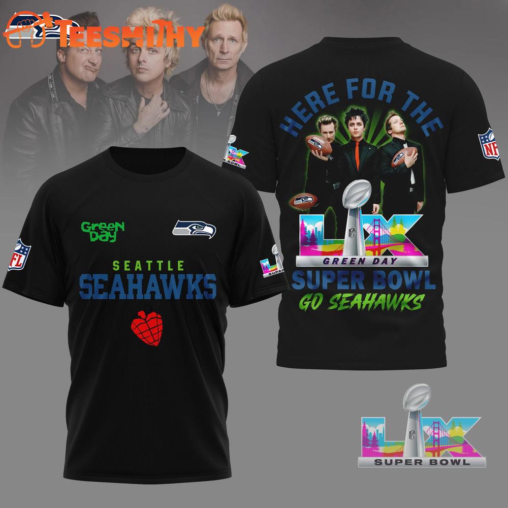 Seattle Seahawks 2026 NFL Green Day Super Bowl Limited Edition Black 3D Shirt