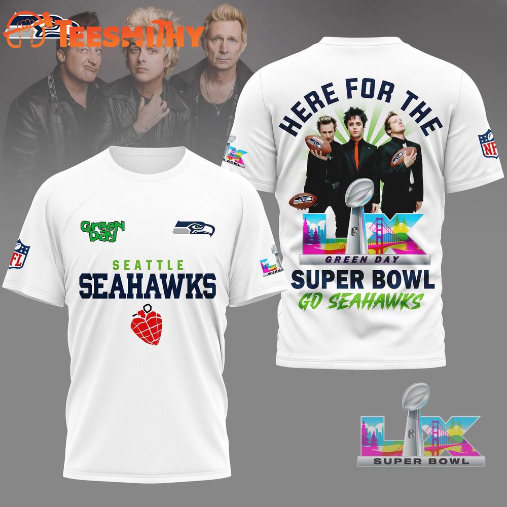 Seattle Seahawks 2026 NFL Green Day Super Bowl Limited Edition White 3D Shirt