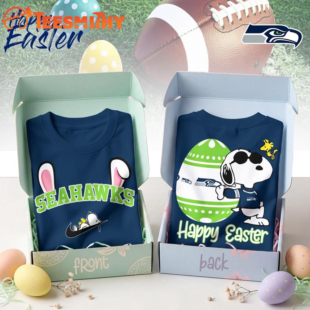 Seattle Seahawks 2026 NFL Happy Snoopy Easter All Over Print Shirt