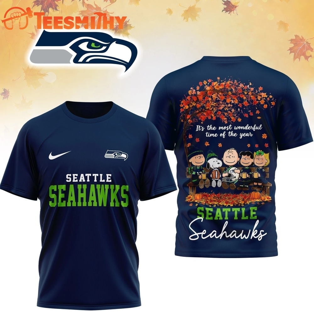 Seattle Seahawks 2026 NFL Snoopy Peanut It's the Most Wonderful Time of the Year 3D Shirt