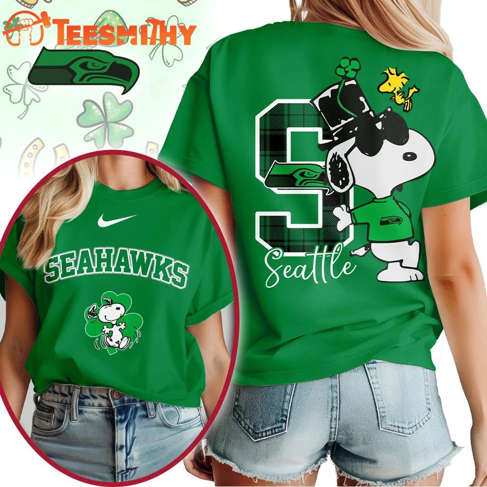 Seattle Seahawks 2026 NFL Snoopy St. Patricks Day Unisex 3D Shirt