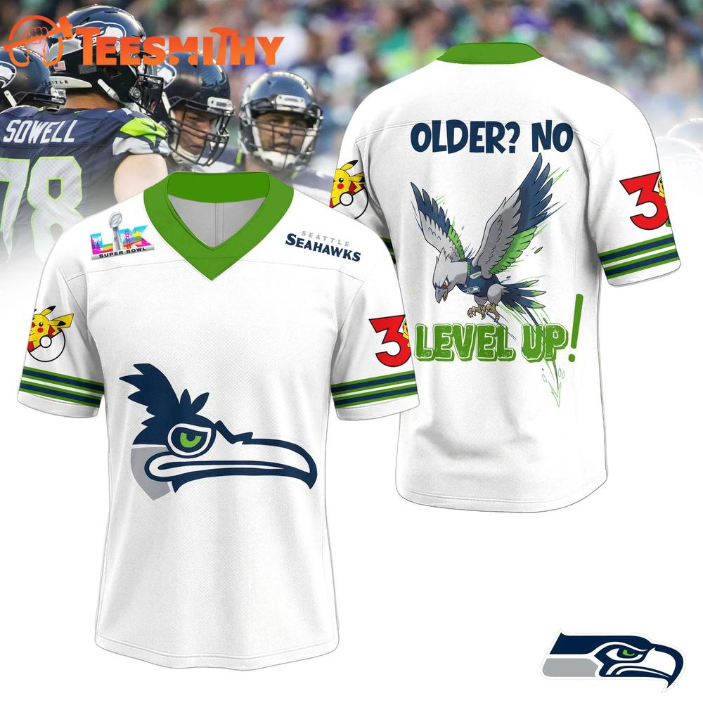 Seattle Seahawks 2026 Super Bowl x Pokemon 30th Anniversary Football Jersey