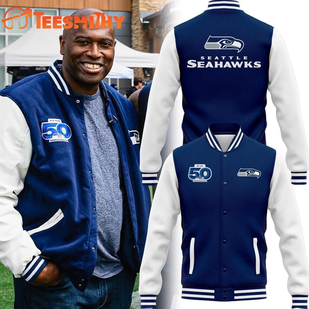 Seattle Seahawks 50th Season 2025 New Baseball Jacket Seattle Seahawks 50th Season 2025 New Baseball Jacket