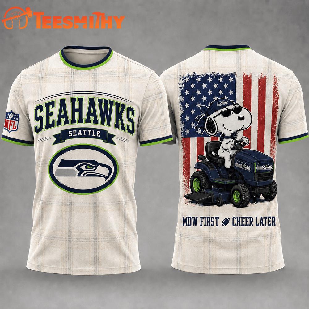 Seattle Seahawks Funny Football Snoopy Gardening Lovers 3D T Shirt