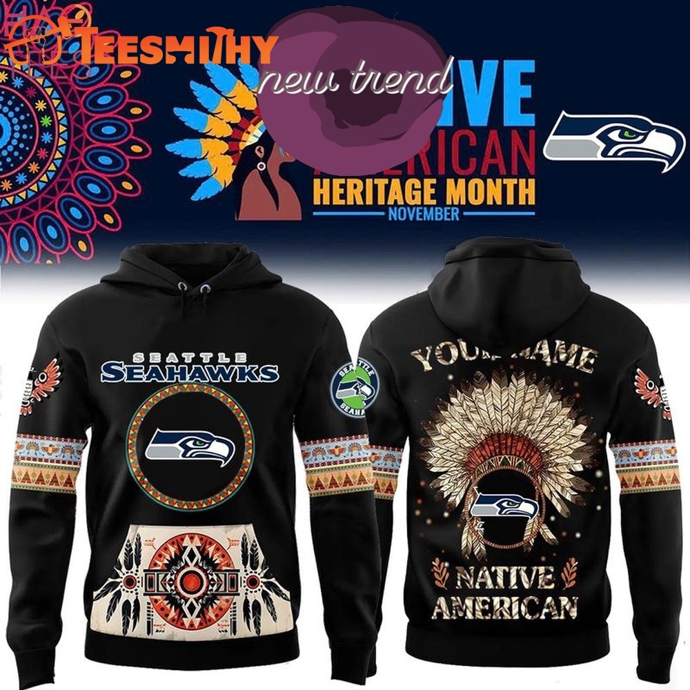 Seattle Seahawks Native American Heritage Month Custom Name Hoodie