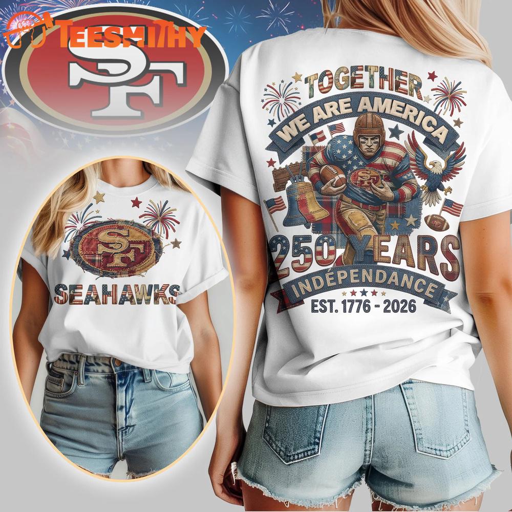 Seattle Seahawks NFL 250th Anniversary Of America Patchwork All Over Print T Shirt