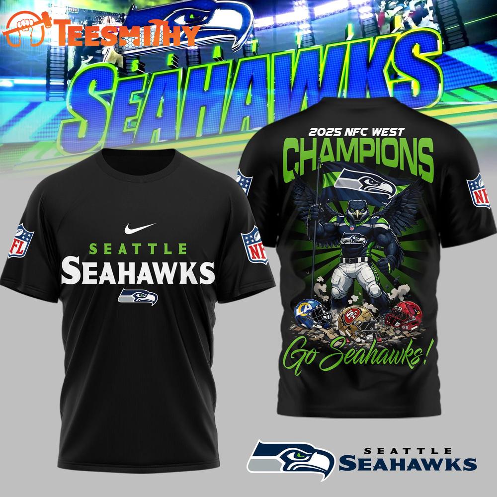 Seattle Seahawks NFL AFC South Champions Super Bowl Black 3D Shirt