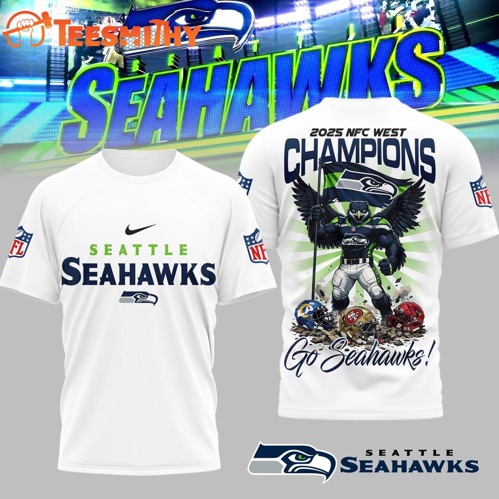 Seattle Seahawks NFL AFC South Champions Super Bowl White 3D Shirt