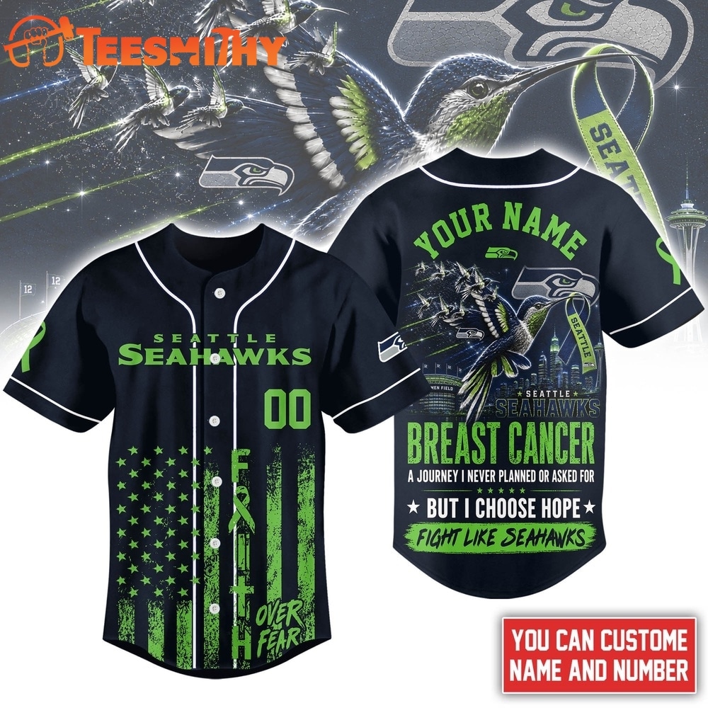 Seattle Seahawks NFL Breast Cancer Hope Over Fear Baseball Jersey