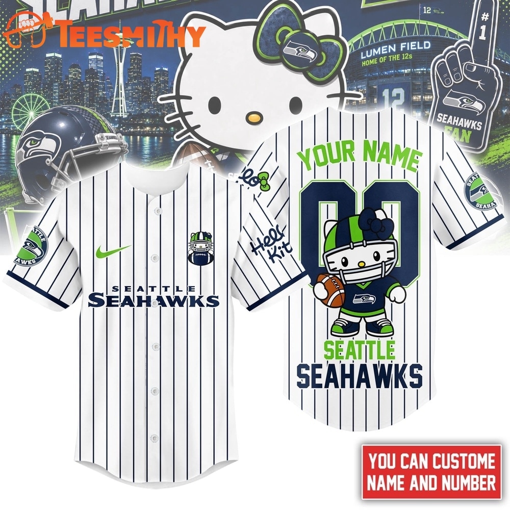 Seattle Seahawks NFL Kitty Game Day Custom Baseball Jersey Shirt