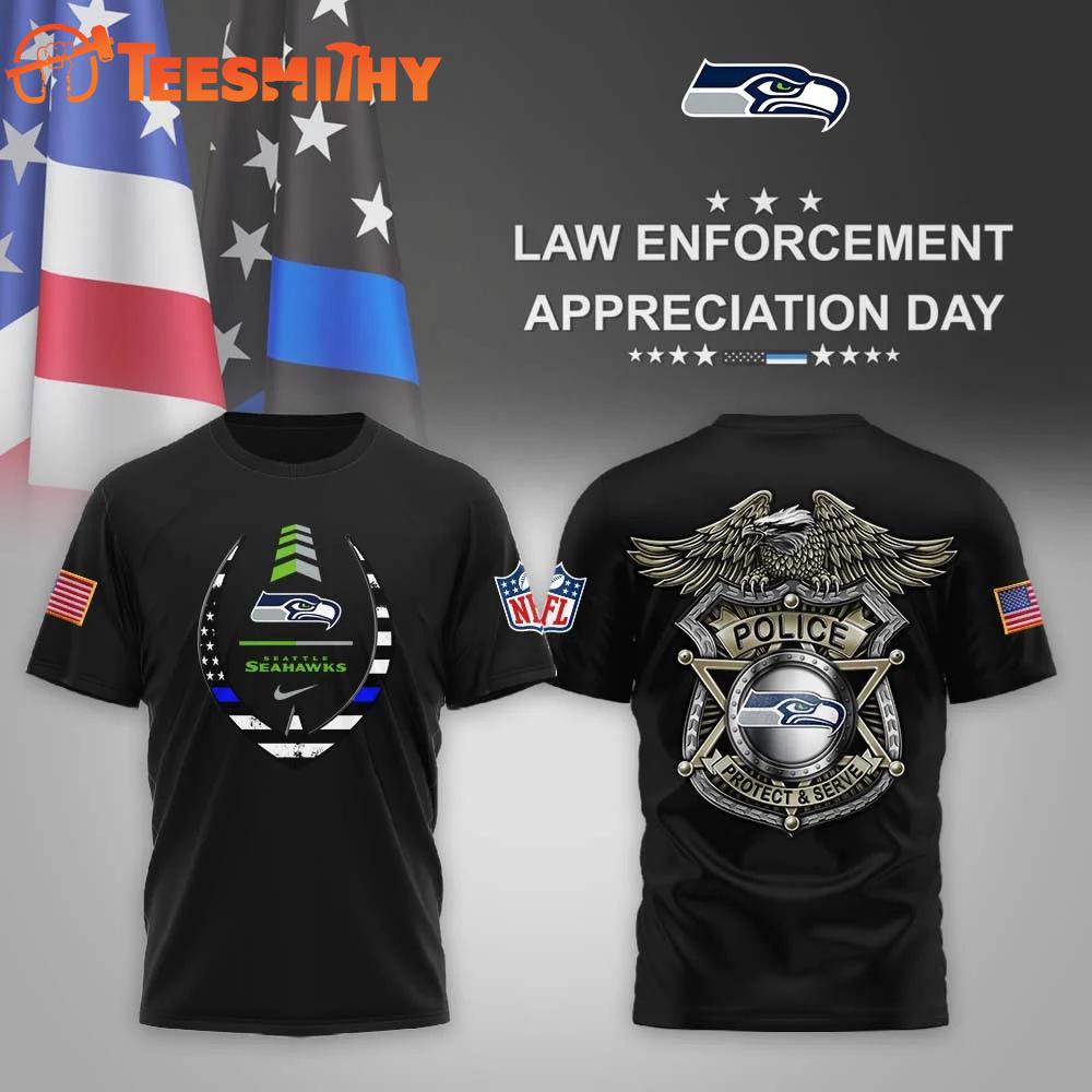 Seattle Seahawks NFL Law Enforcement Appreciation Day Black T Shirt