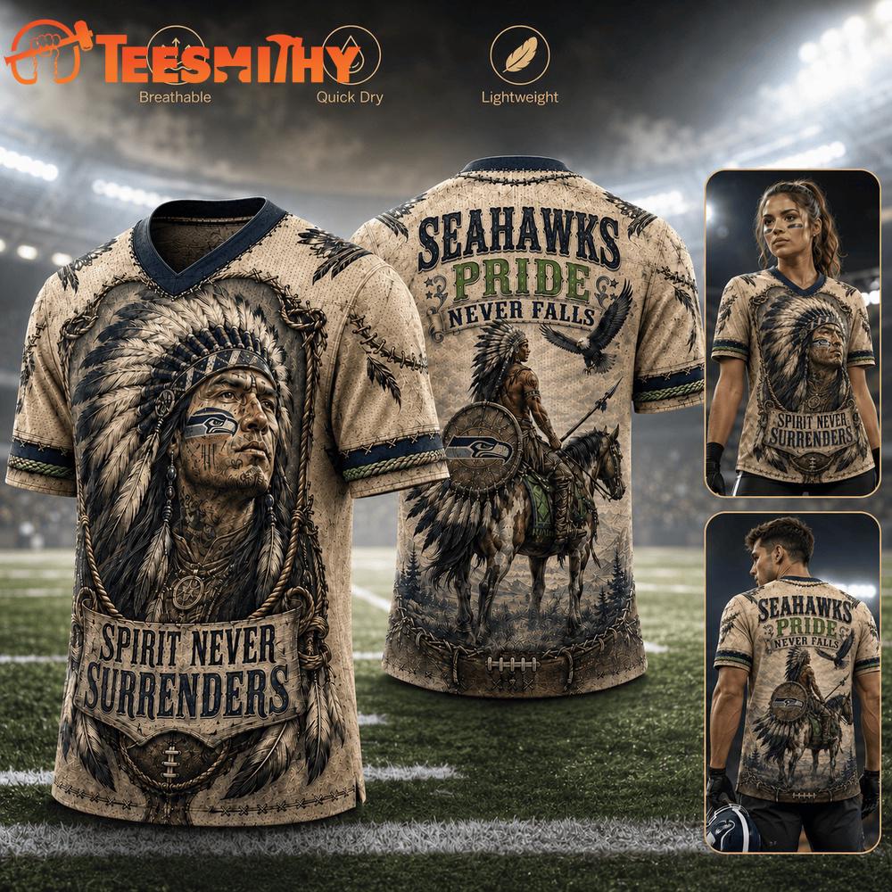 Seattle Seahawks NFL Native American Warrior Vintage Game Day Football Jersey