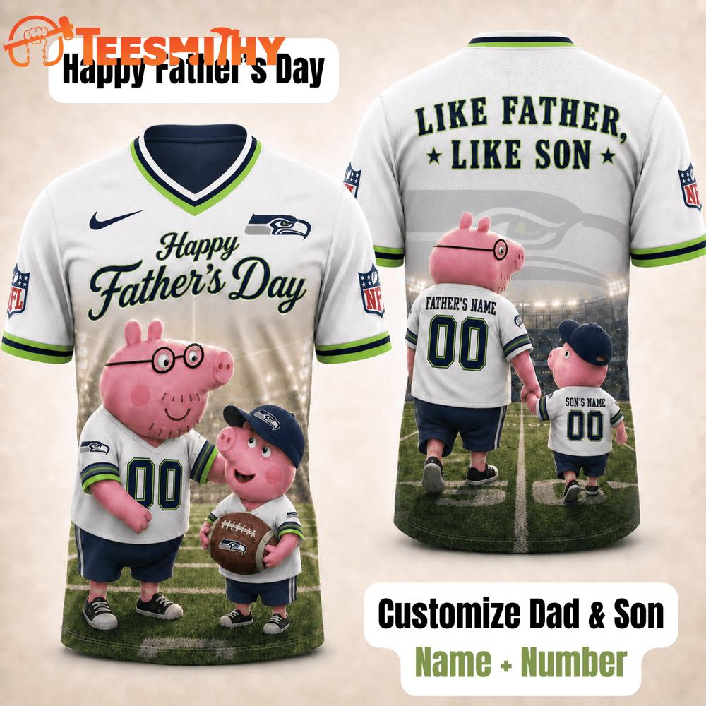 Seattle Seahawks NFL Peppa Pig Father's Day Dad Football Jersey