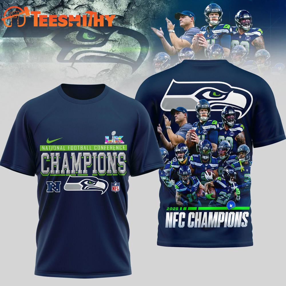 Seattle Seahawks Premium NFL 2026 Super Bowl All Team Graphic 3D Shirt