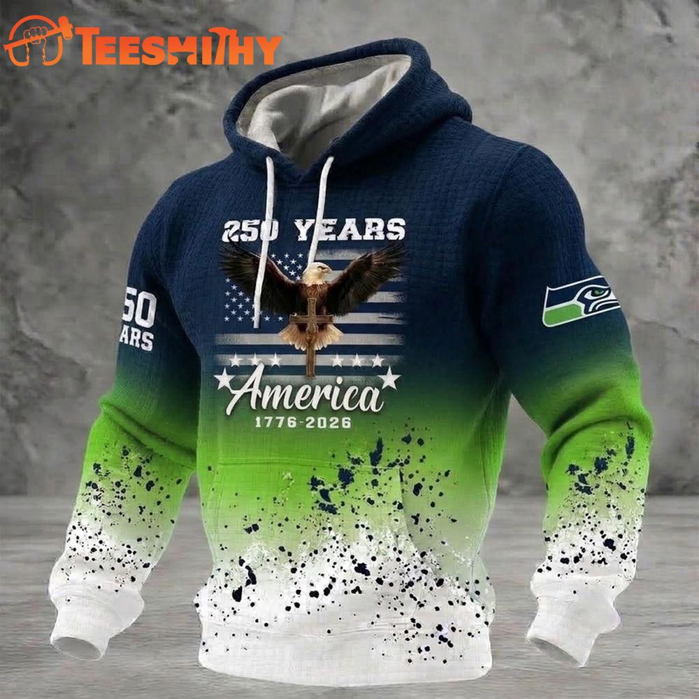 Seattle Seahawks US 250th Anniversary Waffle Texture Strike Hoodie Shirt