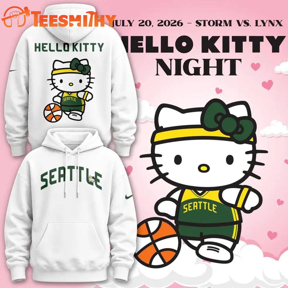Seattle Storm x Hello Kitty 2026 White Hoodie