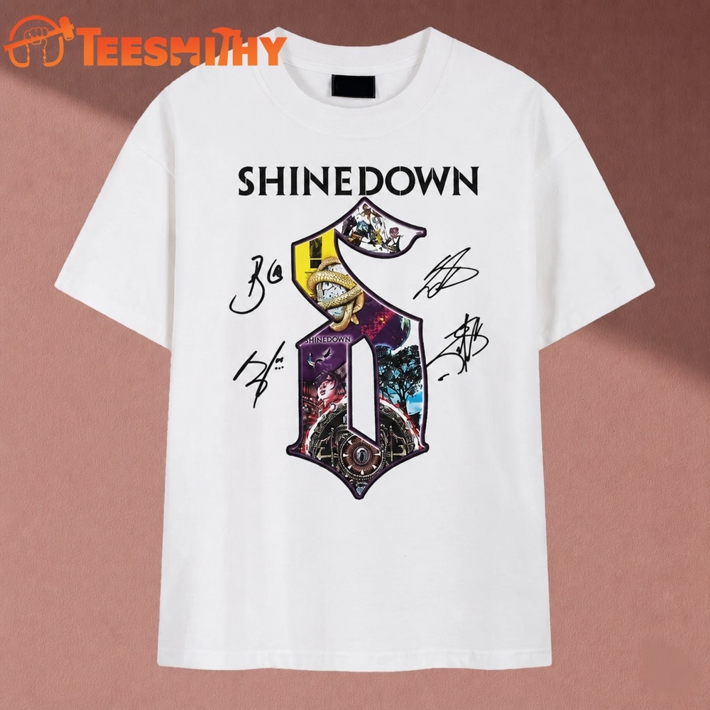 Shinedown Band Logo Collage Vintage Graphic T Shirt