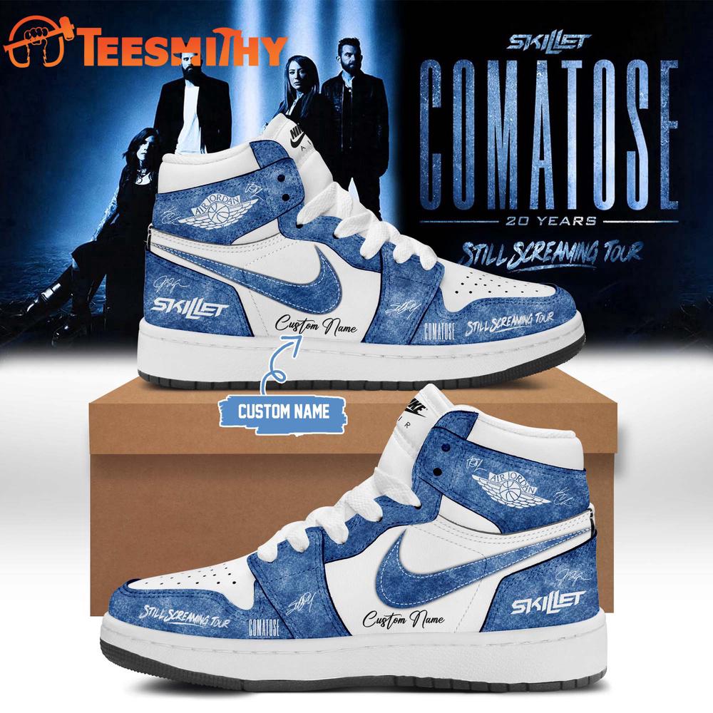 Skillet Comatose 20 Years Still Screaming Tour Signature Blue Air Jordan 1 Shoes