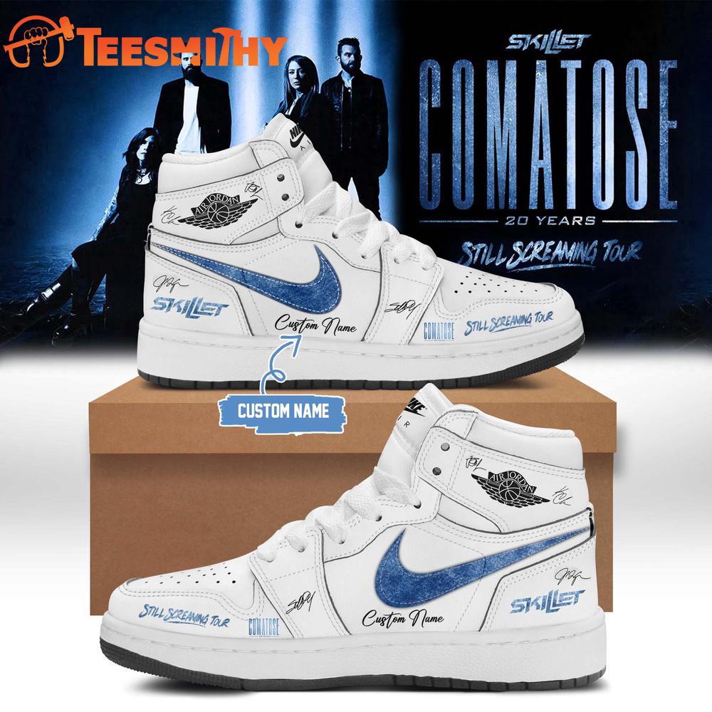 Skillet Comatose 20 Years Still Screaming Tour Signature White Air Jordan 1 Shoes