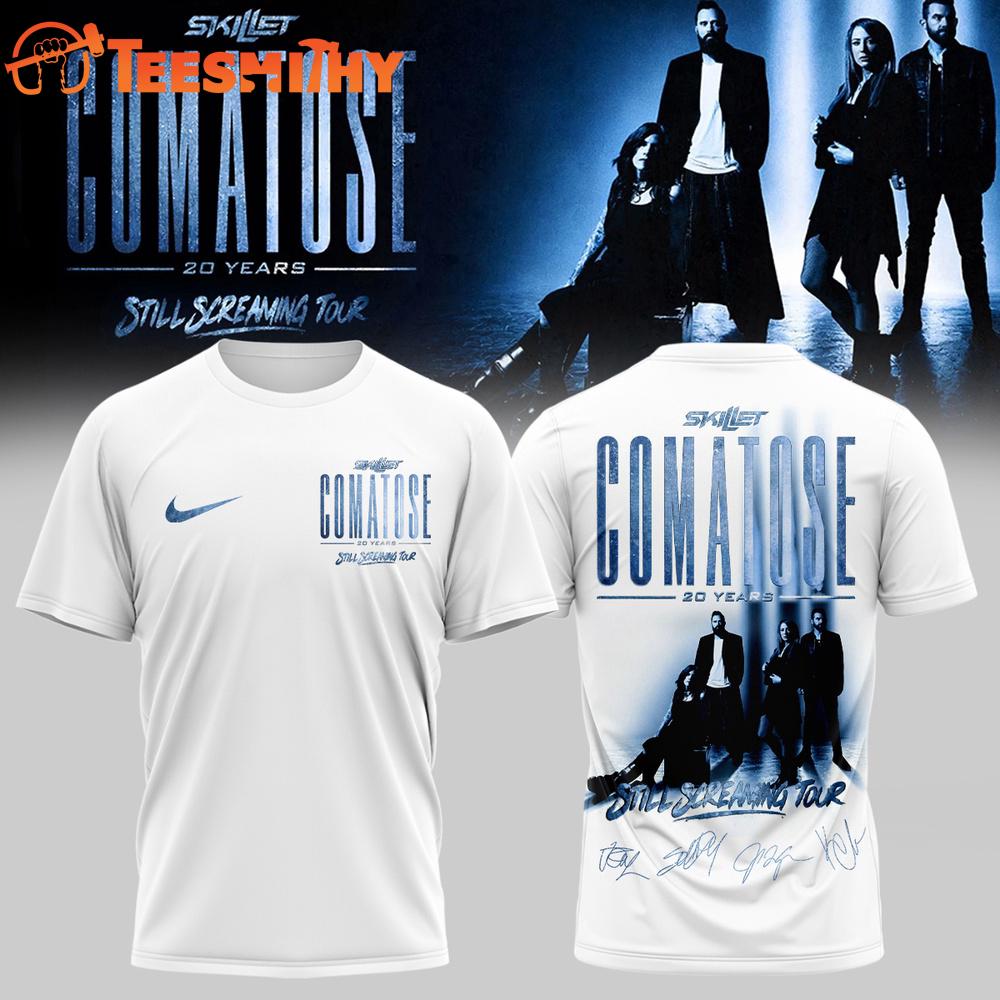 Skillet Comatose 20 Years Still Screaming Tour Signature White T Shirt
