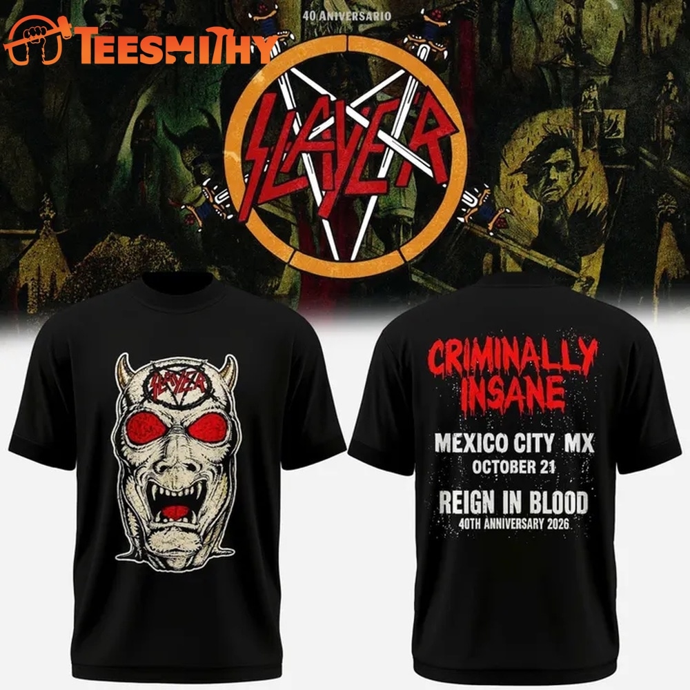 Slayer Reign in Blood 40th Anniversary 2026 T Shirt