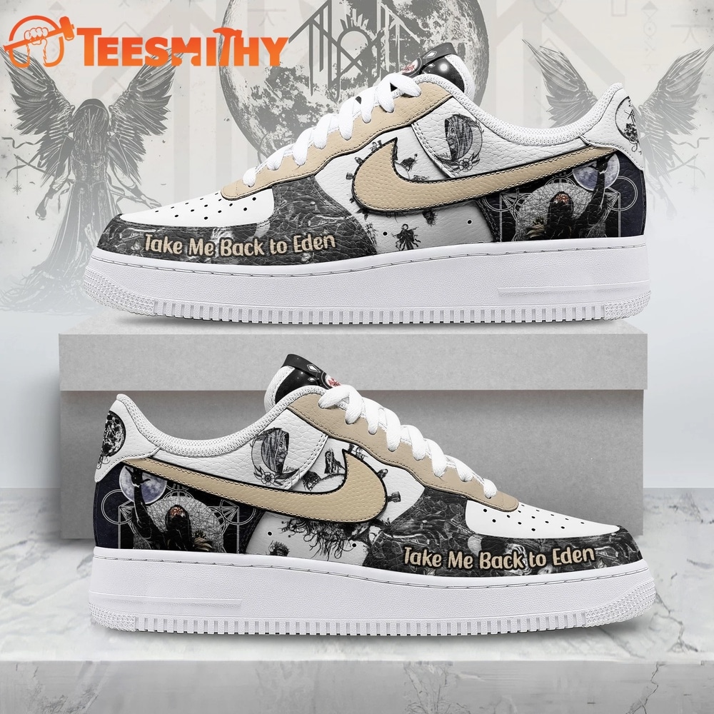 Sleep Token Take Me Back To Eden Beige & Black Metal Graphic Air Force 1 Shoes