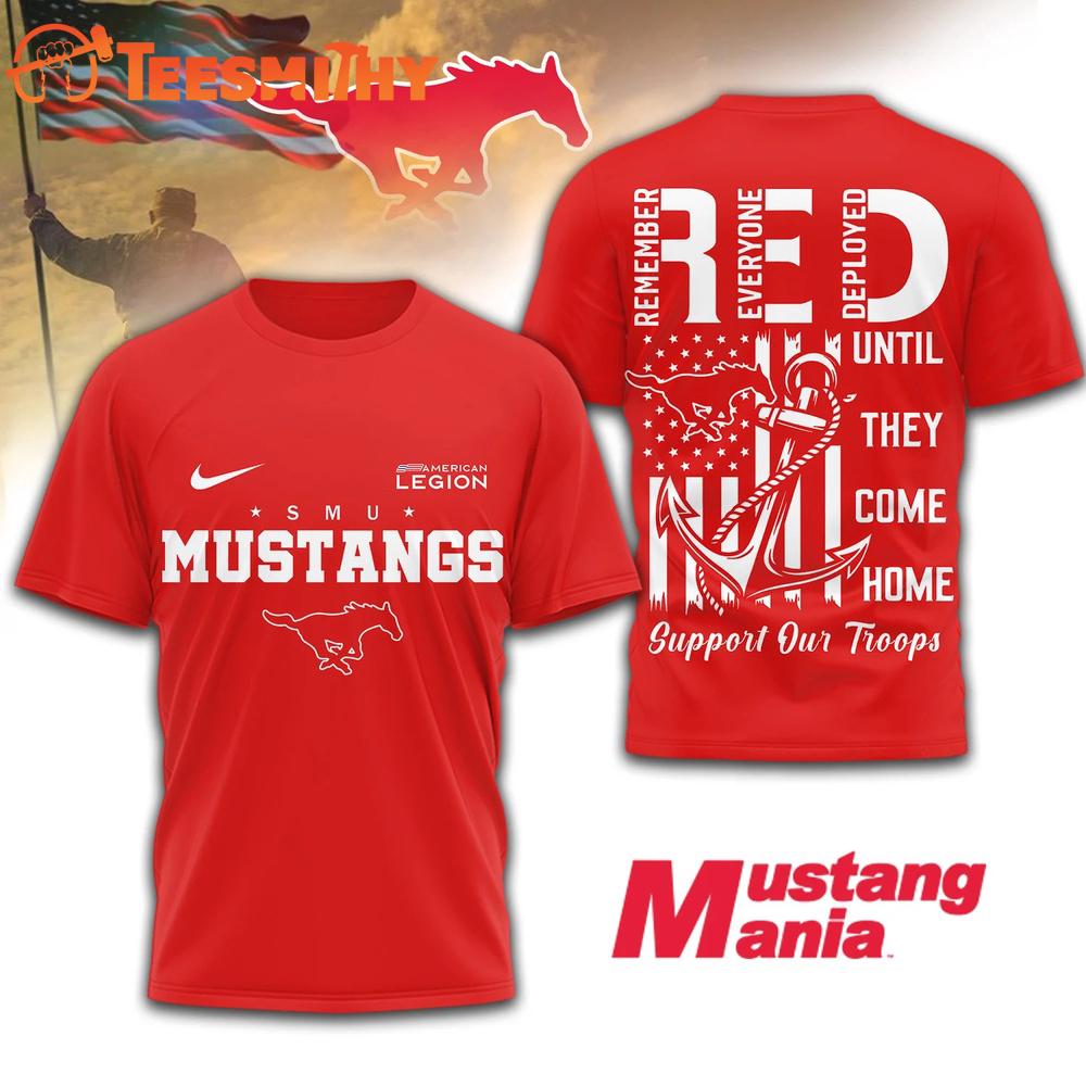 SMU Mustangs 2026 NCAA Red Friday 3D T Shirt
