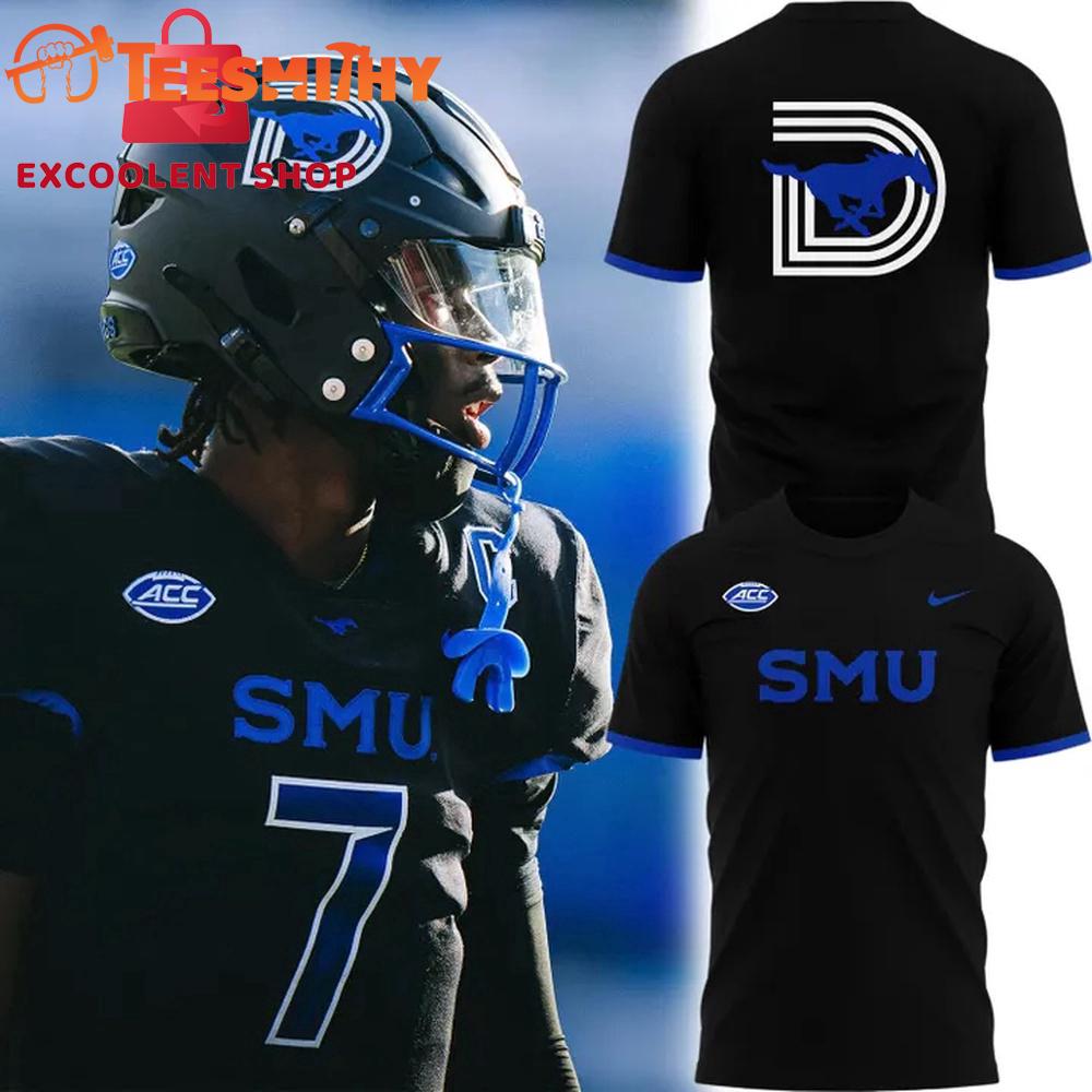 SMU Mustangs Football Dark Mode Uniform 3D Shirt SMU Mustangs Football Dark Mode Uniform 3D Shirt