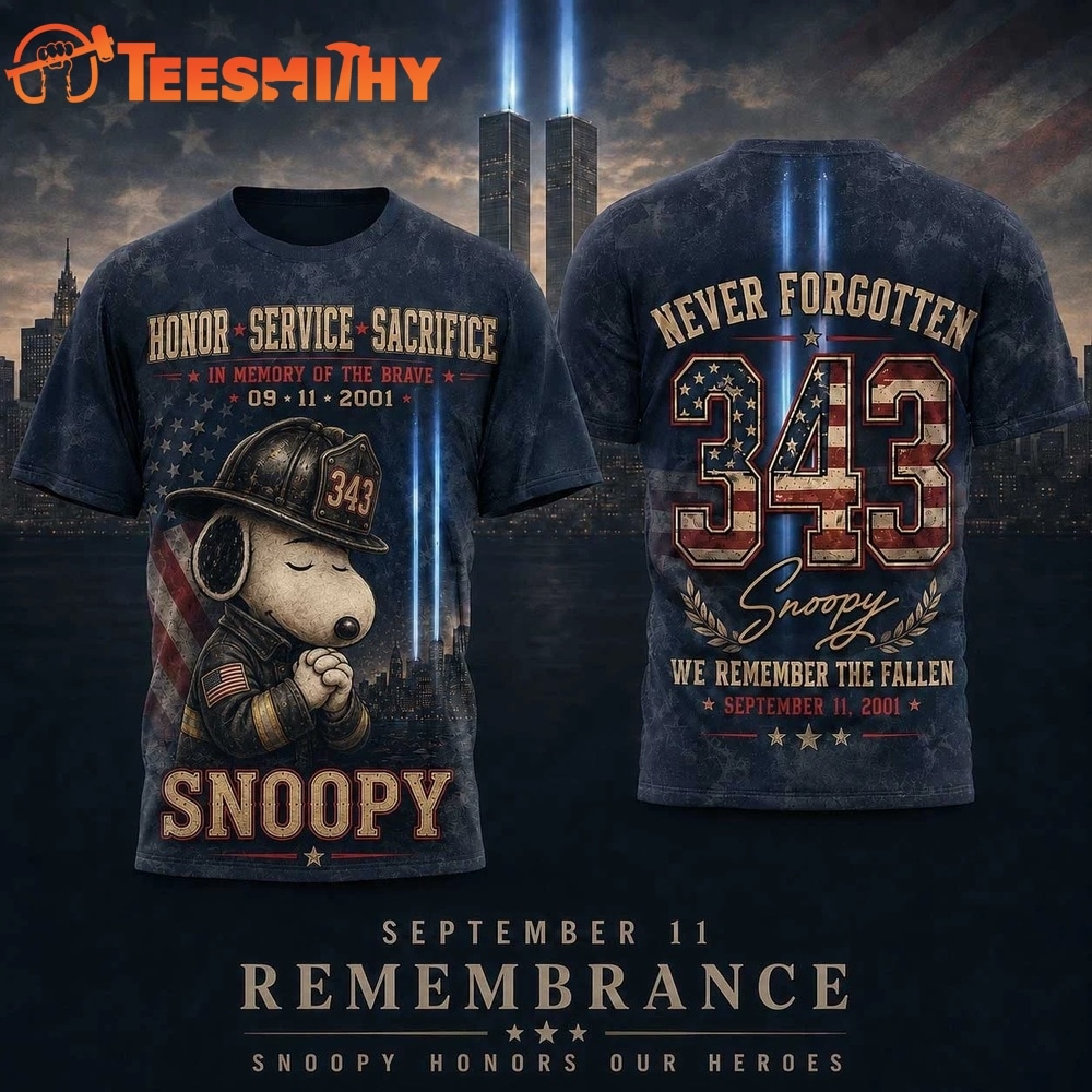 Snoopy 343 Tribute Twin Towers September 11 Remembrance 3D Shirt