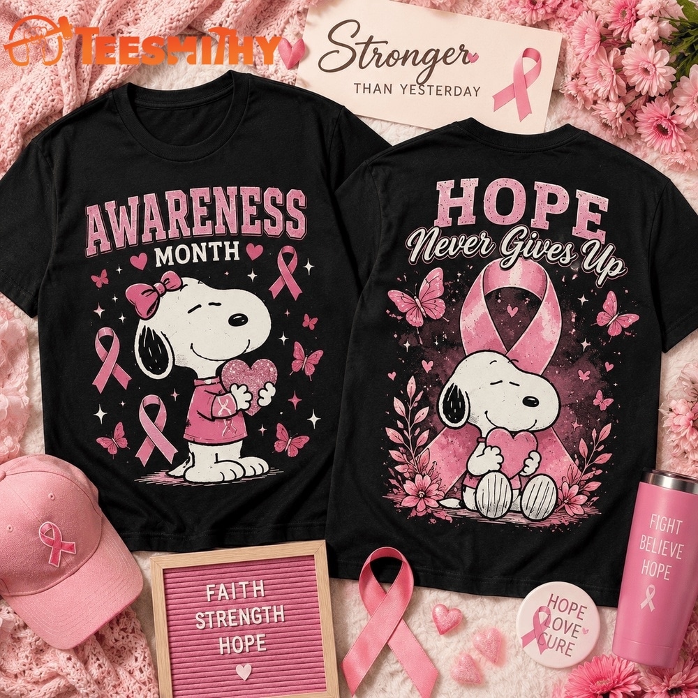 Snoopy Breast Cancer Awareness Month 3D Shirt