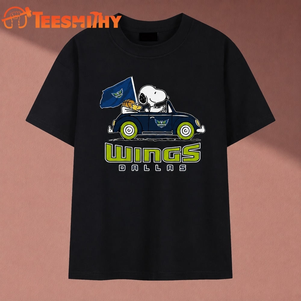 Snoopy Driving Car Dallas Wings WNBA Basketball T Shirt