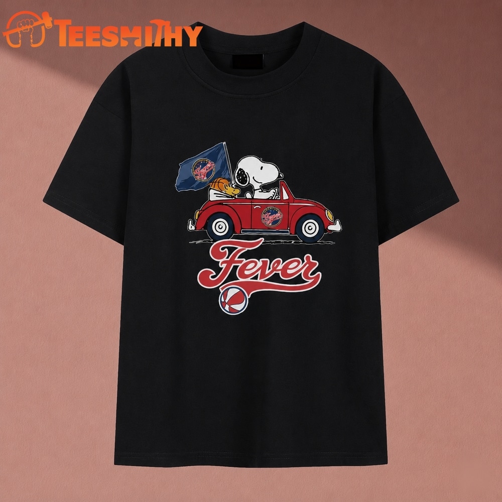 Snoopy Driving Car Indiana Fever WNBA Basketball T Shirt